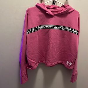 Pink crop work out hoodie under armour